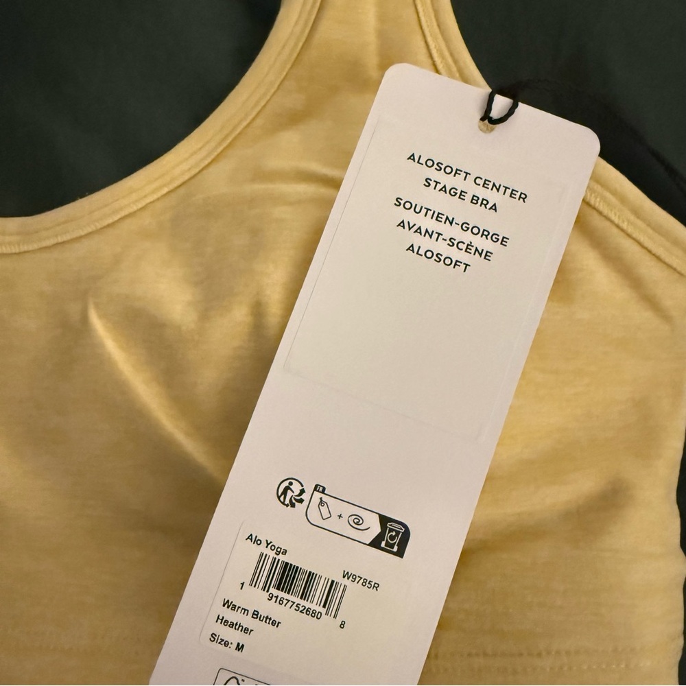 NWT ALO YOGA Alosoft center stage bra warm butter Heather - Picture 7 of 9